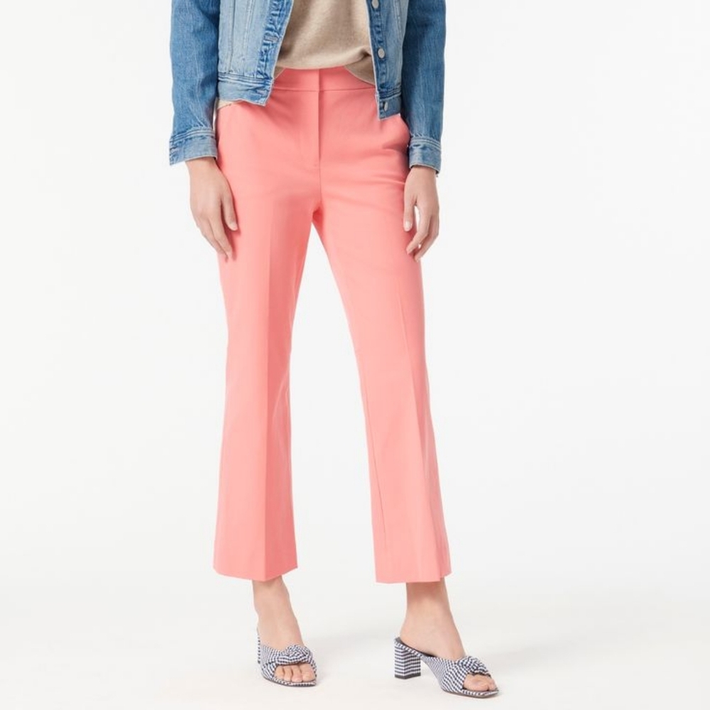 J CREW Cotton HAYDEN Kickout Wide Leg Cropped Stretch Pants Coral 6